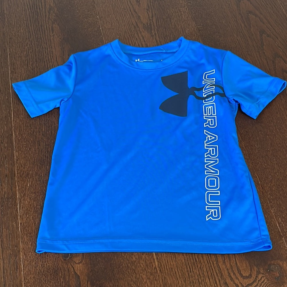 Under Armour Boys Blue Short Sleeve Performance Shirts Size 5