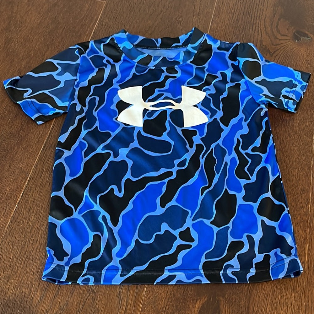 Under Armour Boys Blue Short Sleeve Performance Shirts Size 5