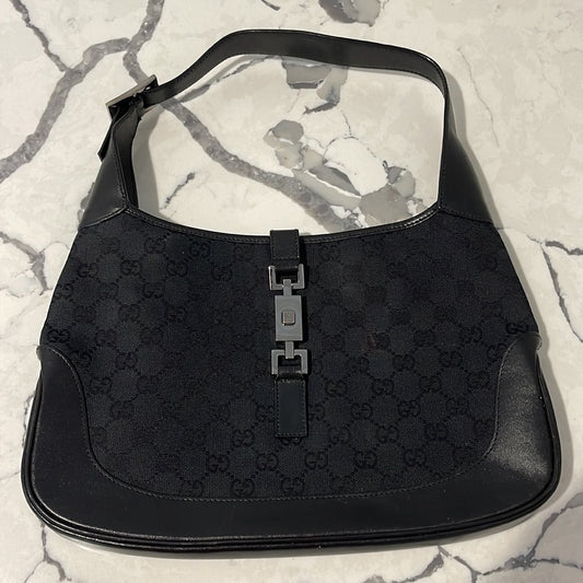 Gucci Jackie O 1961 Medium Shoulder Bag Black Canvas G’s