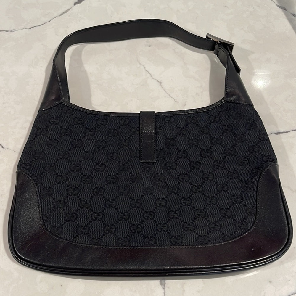 Gucci Jackie O 1961 Medium Shoulder Bag Black Canvas G’s
