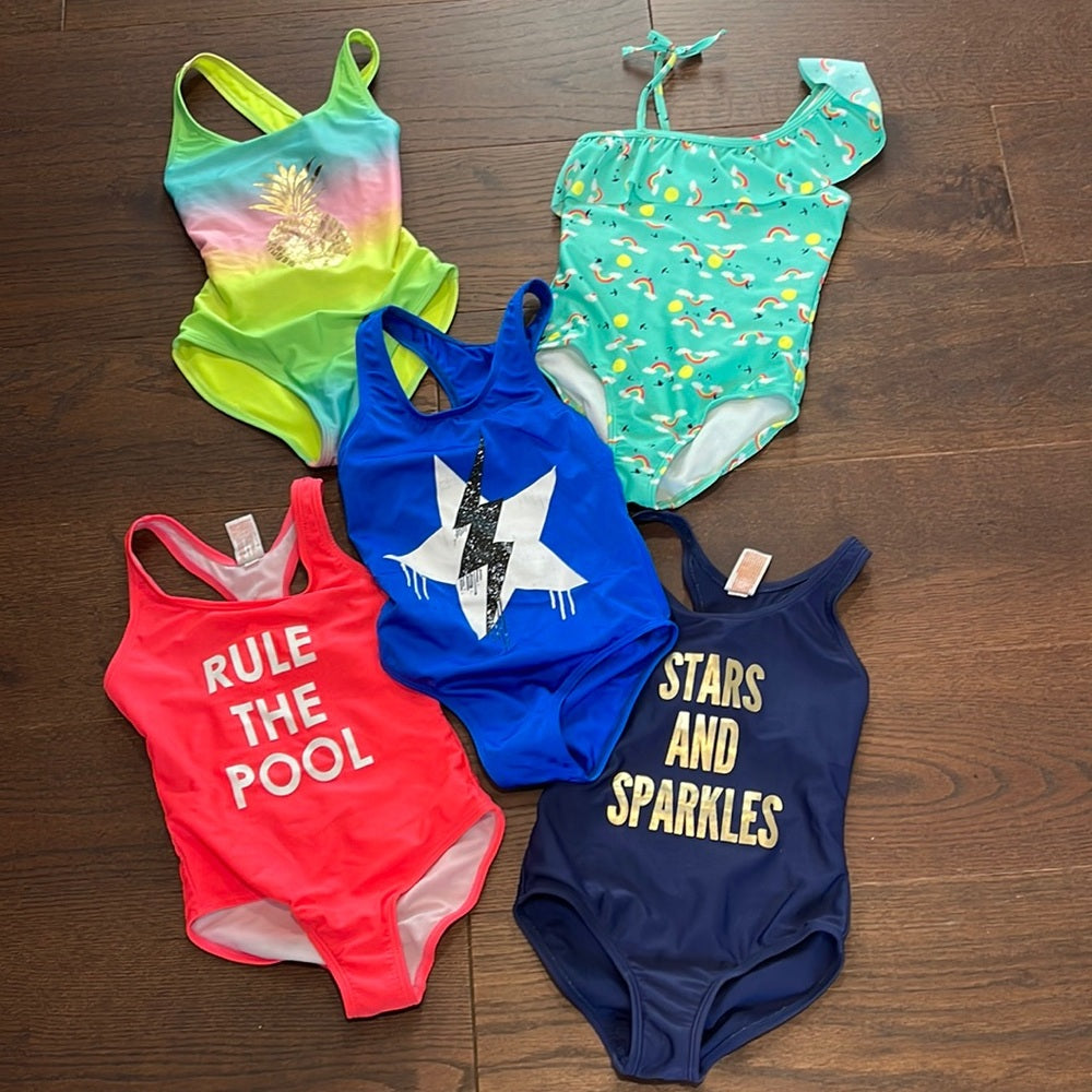 Girls Bundle of Cat & Jack One Piece Bathing Suits Size Small 6/6x