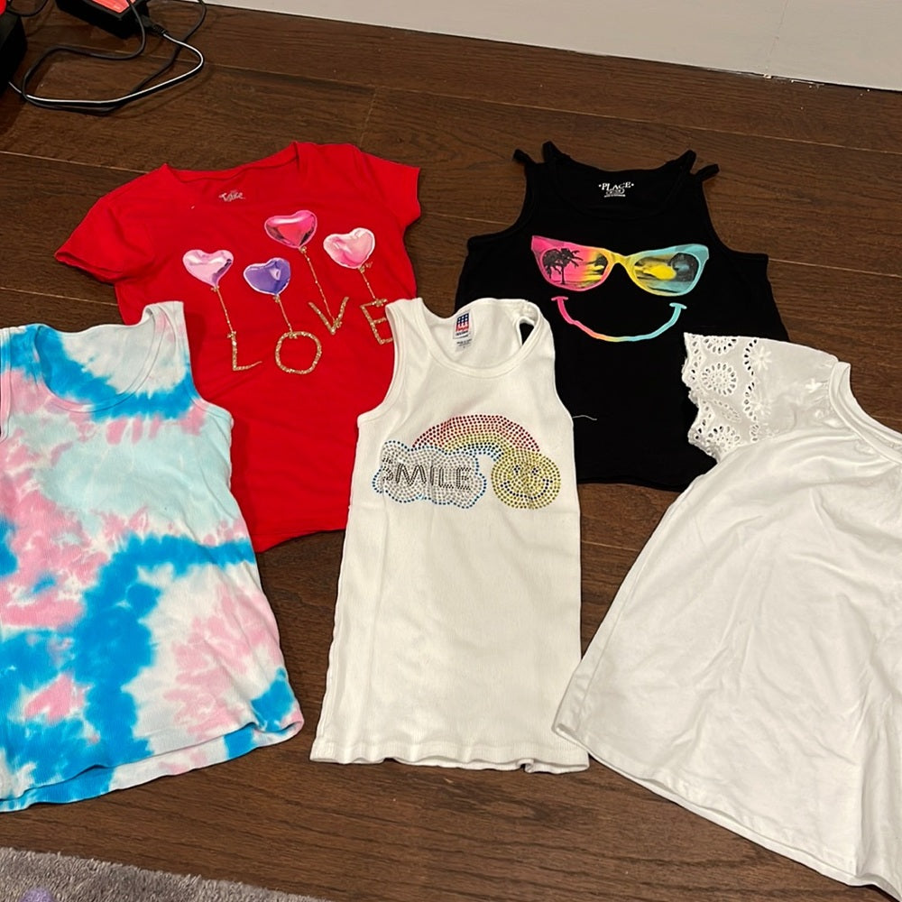 Bundle of girls Tank Tops and Short Sleeves Tops Size 7/8