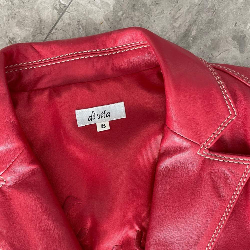 Di Vita Red Leather Women’s Jacket Size 8