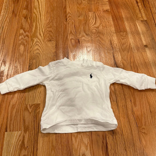 Boys Ralph Lauren Long Sleeved T-Shirt. Size 9M. Plain White T-Shirt.