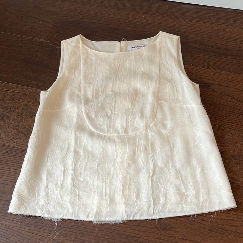 Chanel Sleeveless Women’s Cream Blouse Size 42/ US 6