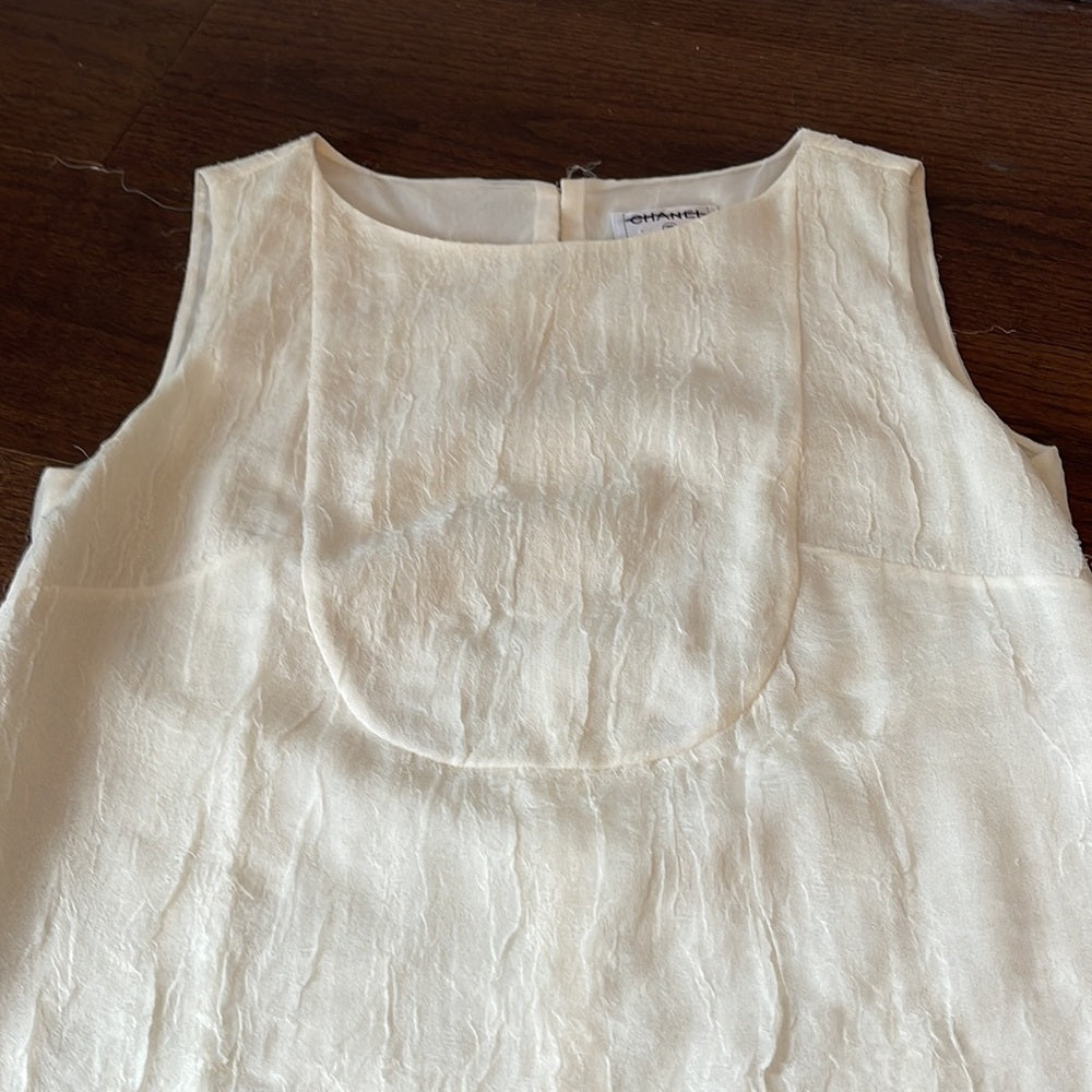 Chanel Sleeveless Women’s Cream Blouse Size 42/ US 6