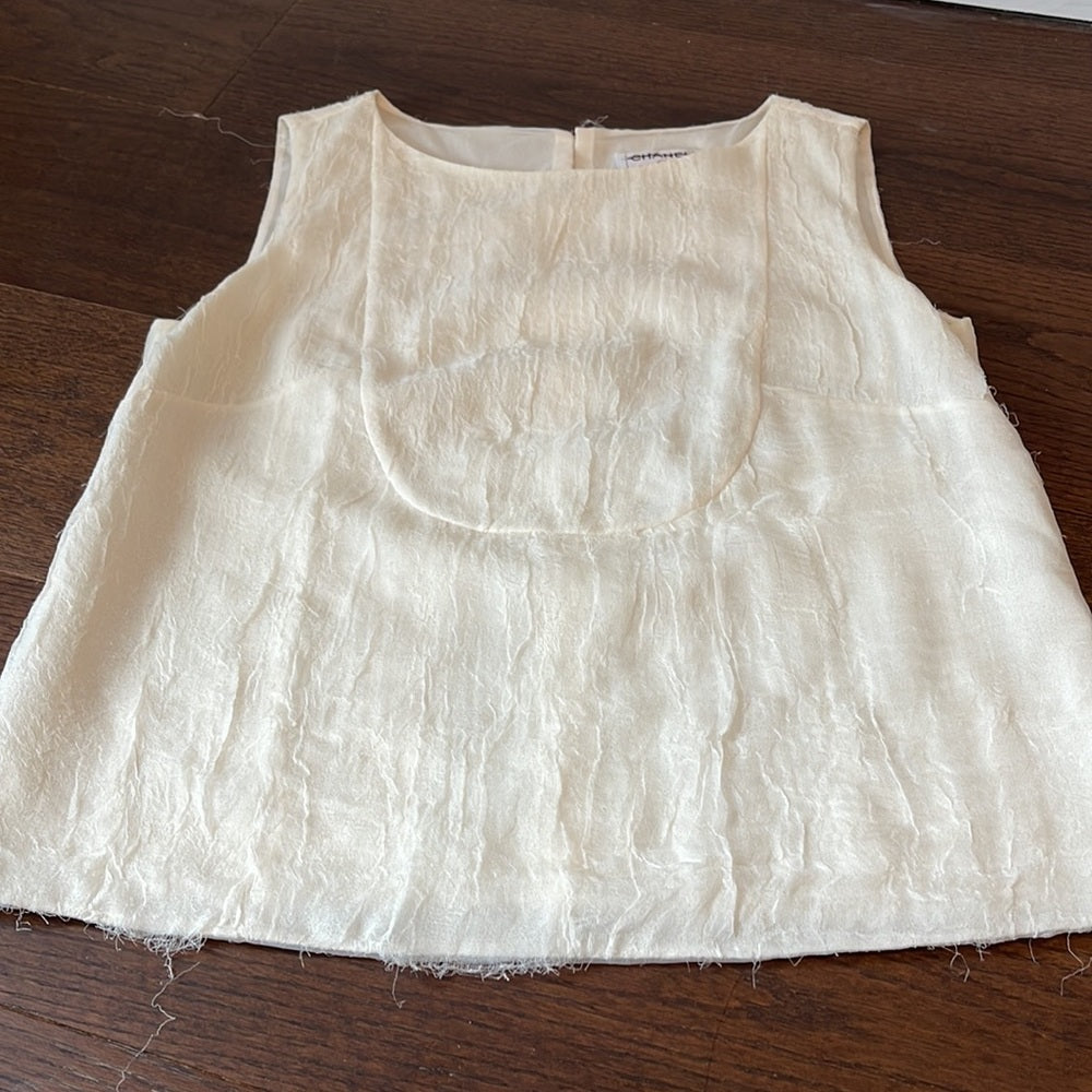 Chanel Sleeveless Women’s Cream Blouse Size 42/ US 6