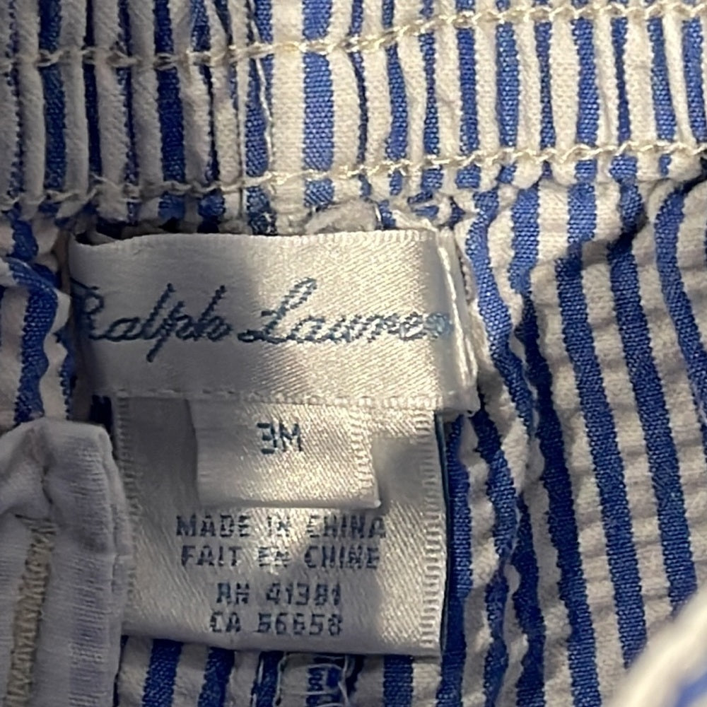 RALPH Lauren Blue and White Striped Boys Shorts Size 3 months