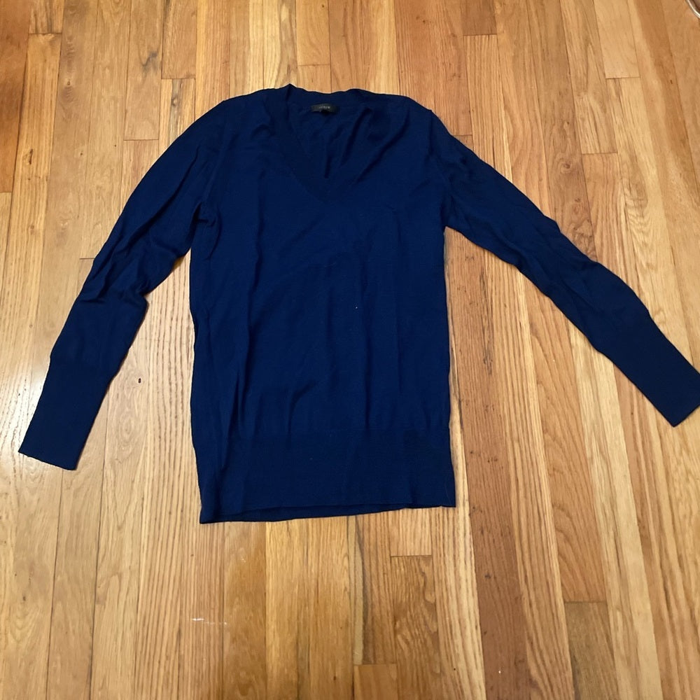 J. Crew Navy V-Neck Sweater Size Medium