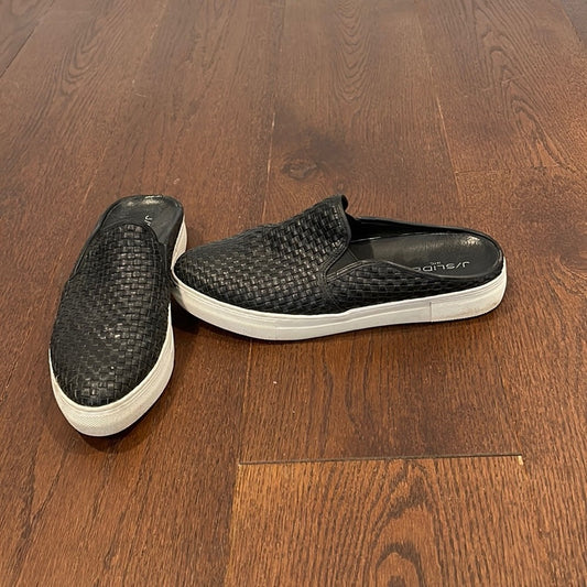 J/SLIDES Black Woven Slides Size 8.5