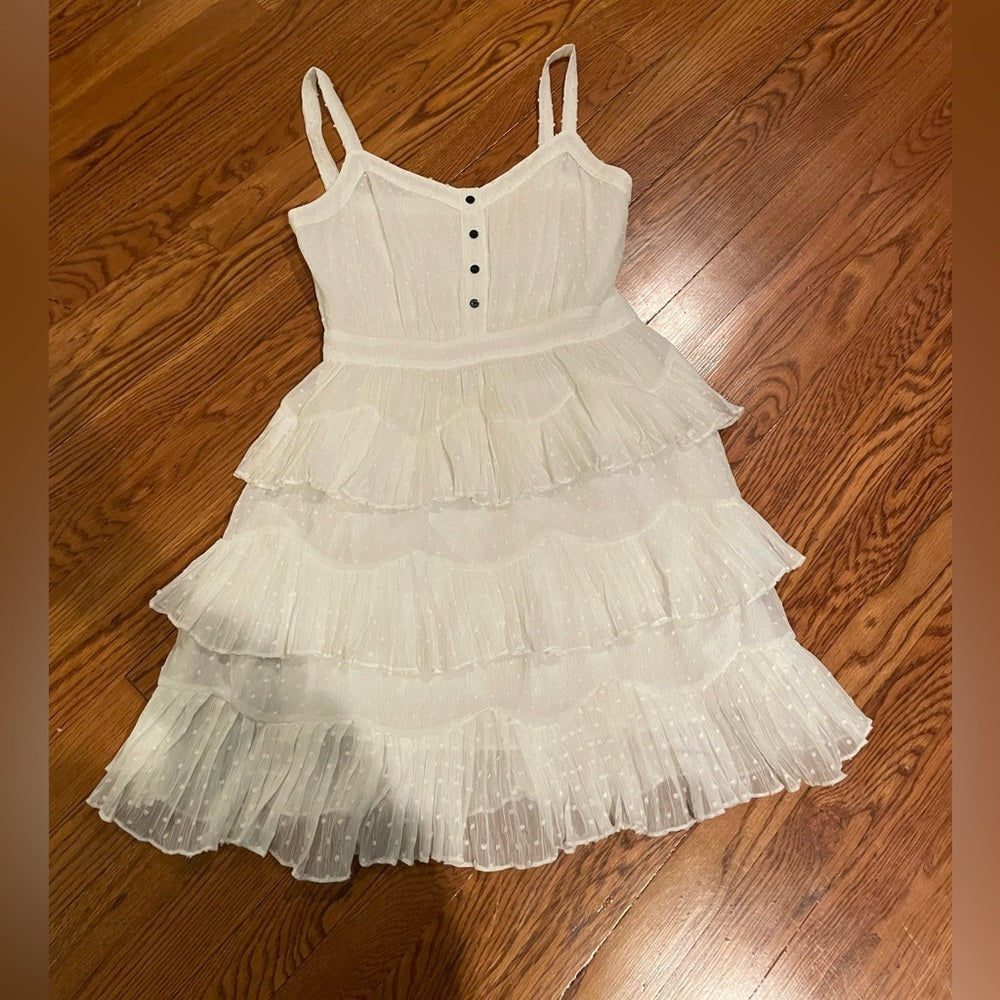 Maje White Ruffle Dress Size 2/Medium