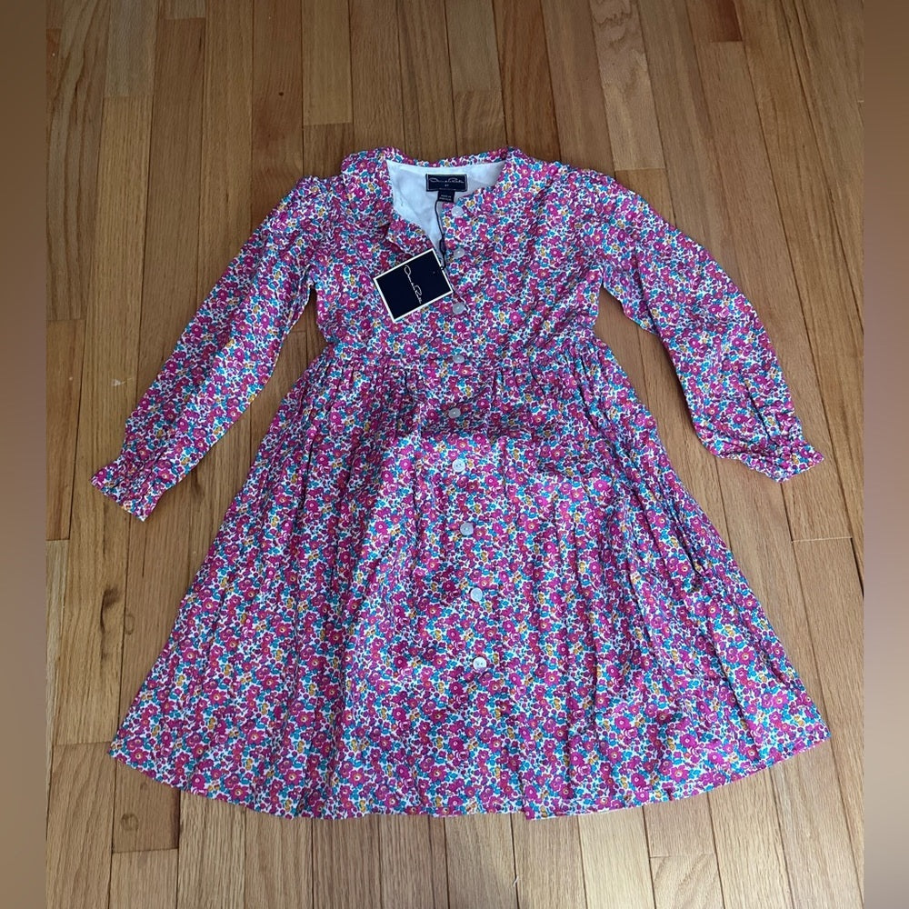 NWT Oscar De La Renta Pink Floral Kids Dress Size 6