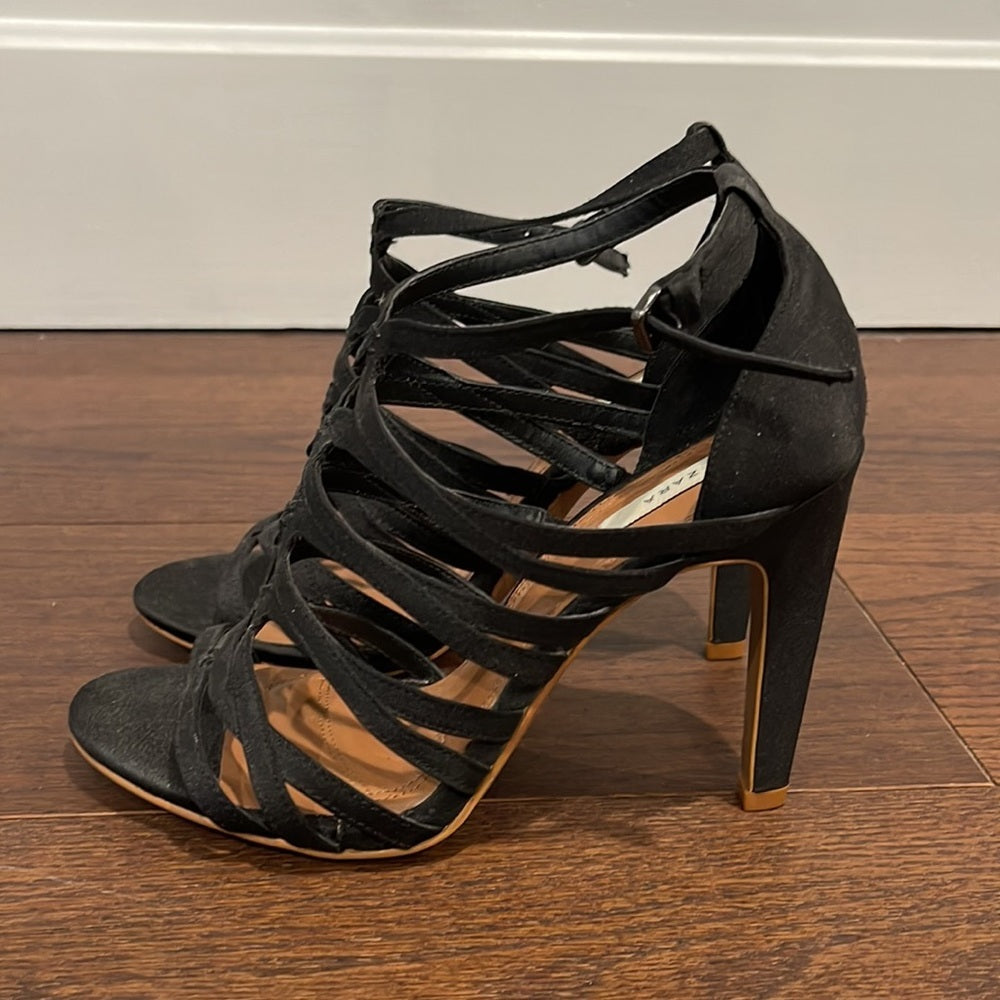 Zara Black Strappy Heels Size 37/7
