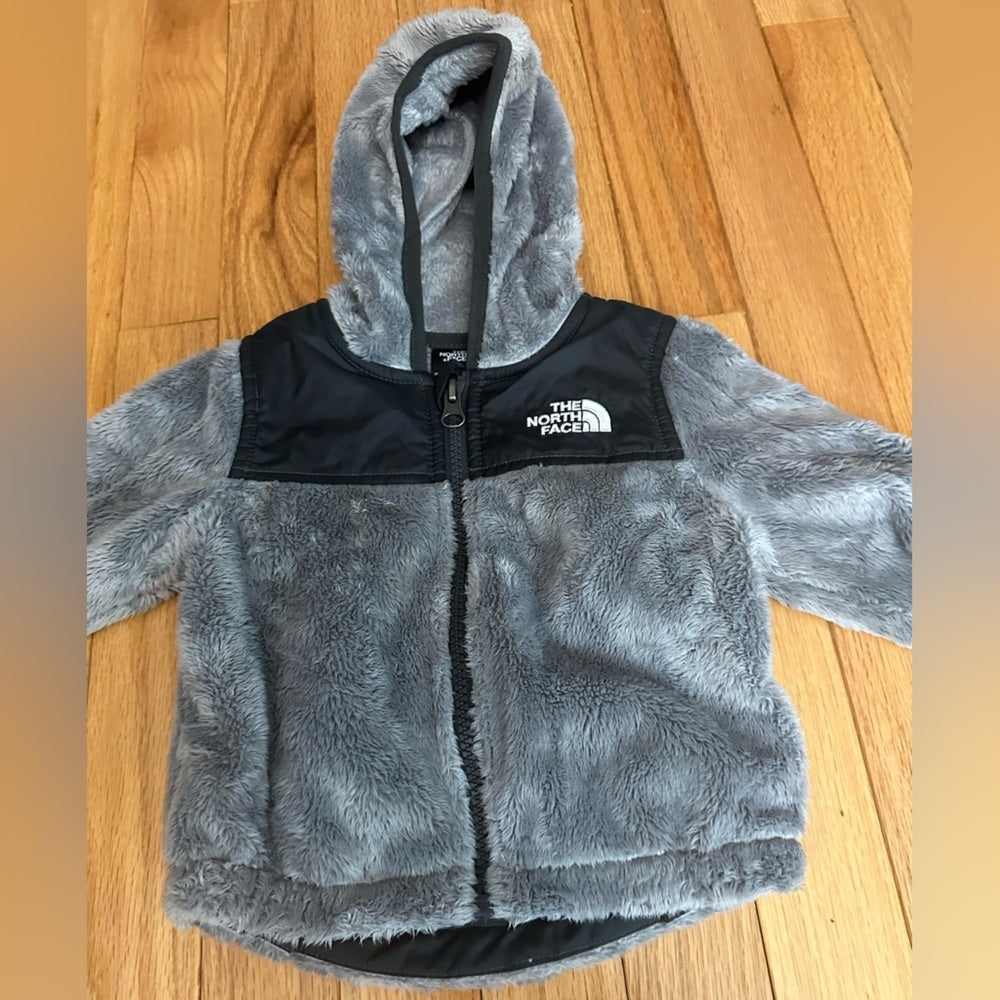 The North Face Grey and Black Fur Jacket Size 3-6M