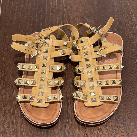 Rebecca Minkoff Tan Rock Stud Flat Sandals Size 9