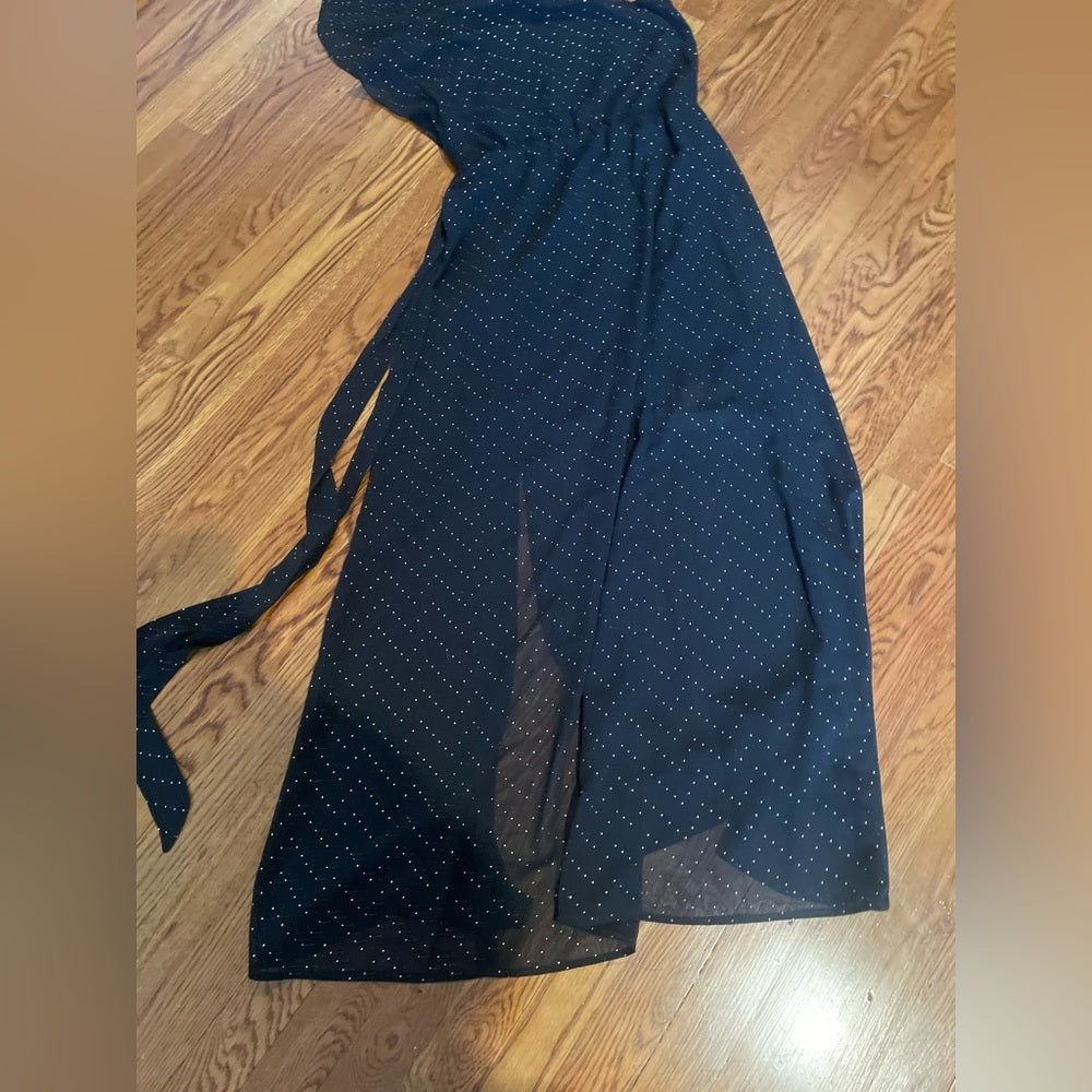 Maje Spotted Black One Shoulder Dress Size 2/Medium