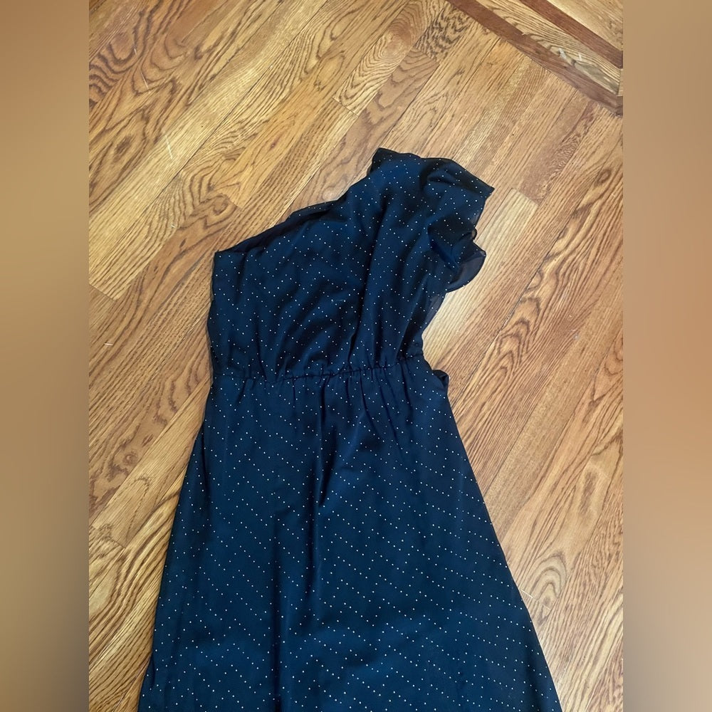 Maje Spotted Black One Shoulder Dress Size 2/Medium