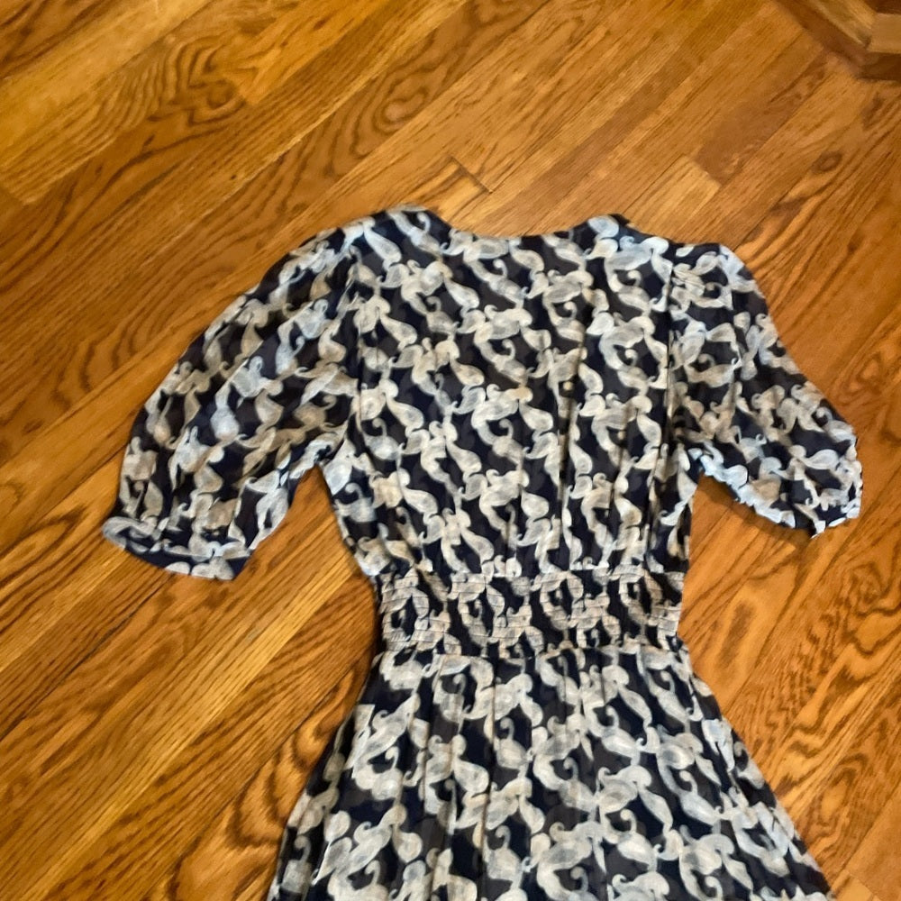 The Kooples Patterned Black Cream Dress Size 1/Small