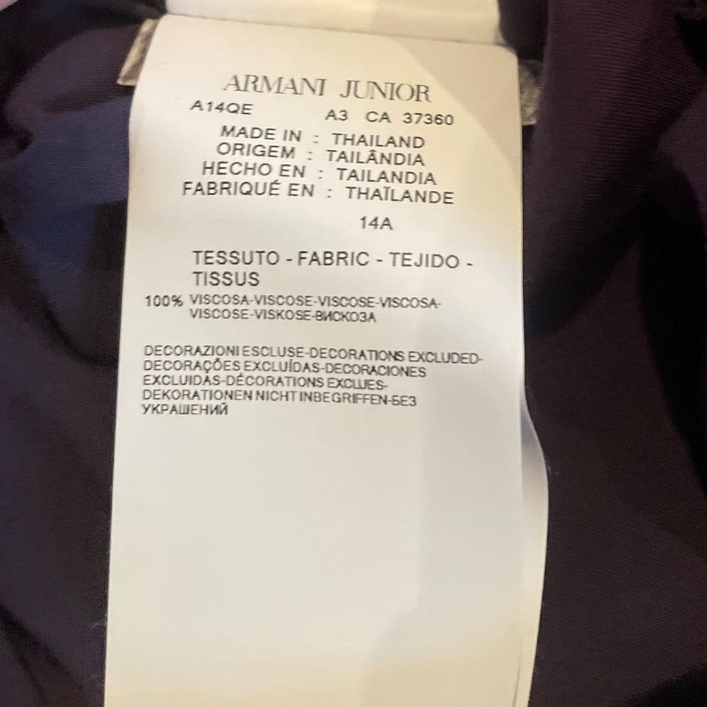 ARMANI Junior Dark Purple Jump Suit Size 14A