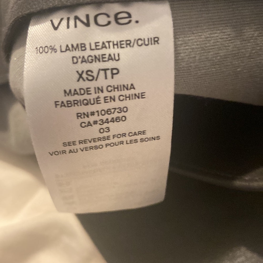 Women’s Vince grey leather pants. Size XS