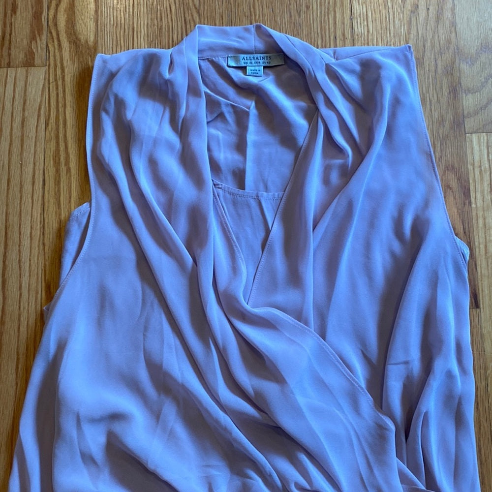 All Saints Light purple asymmetrical blouse size 6