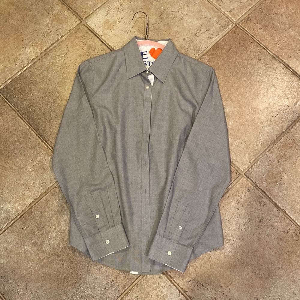 Talbots gray button down shirt size 8