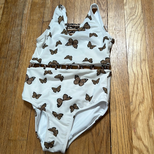 Peixoto Kid’s White Butterfly Print One Piece Bathing Suit Size 10