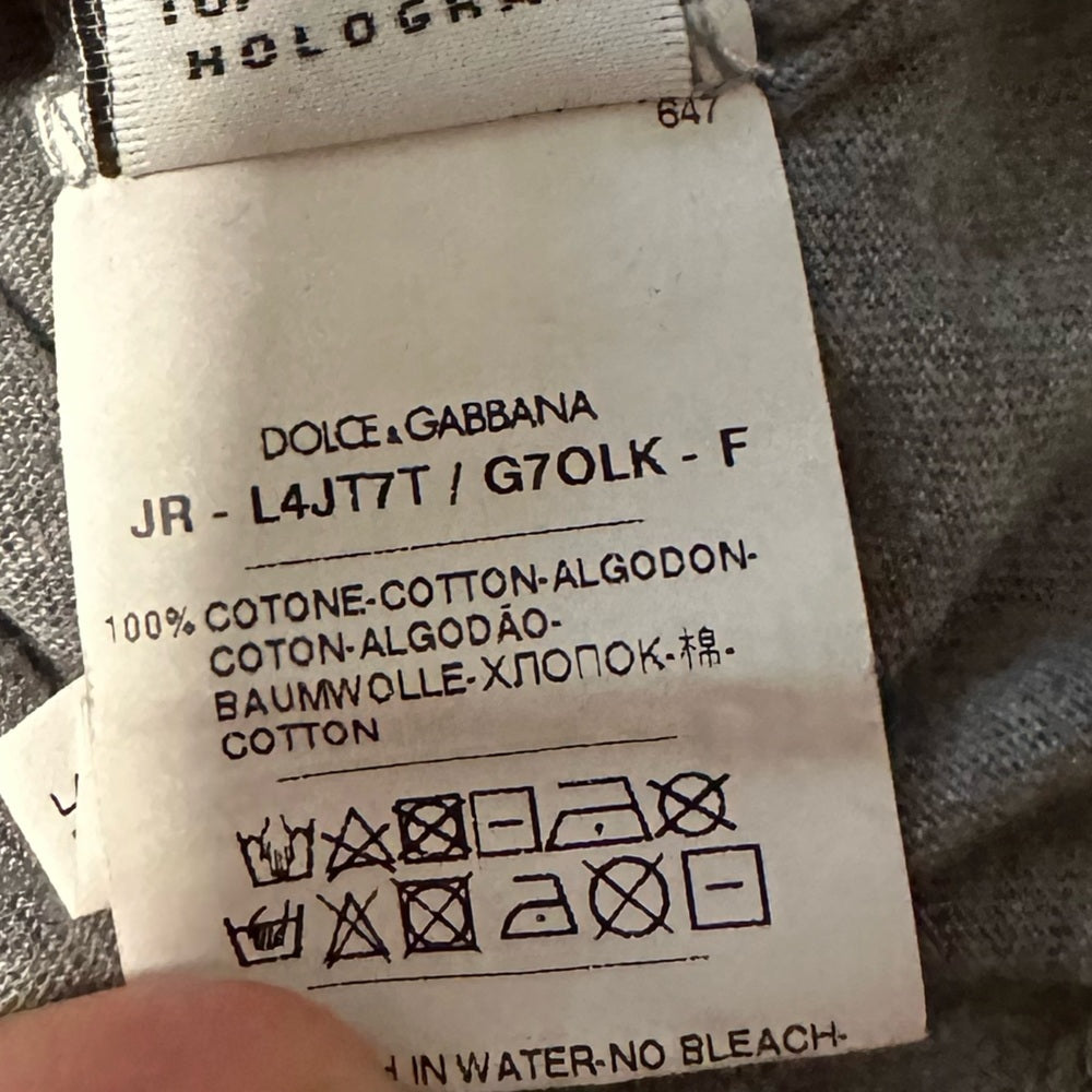 Dolce & Gabbana Grey Tee Shirt Size 11/12