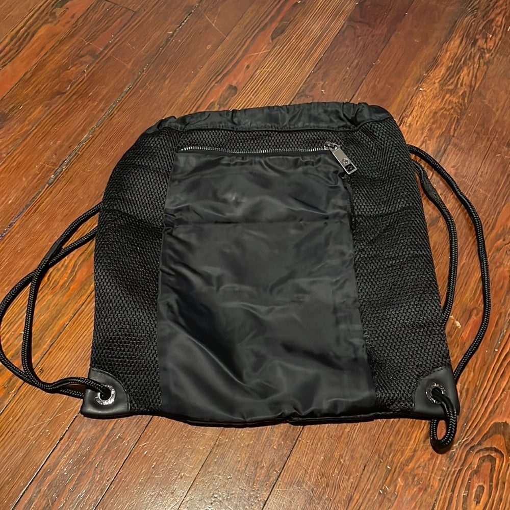 Lululemon Black drawstring fold up bag with inner pocket