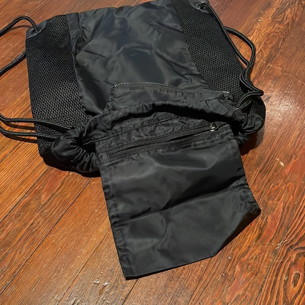 Lululemon Black drawstring fold up bag with inner pocket