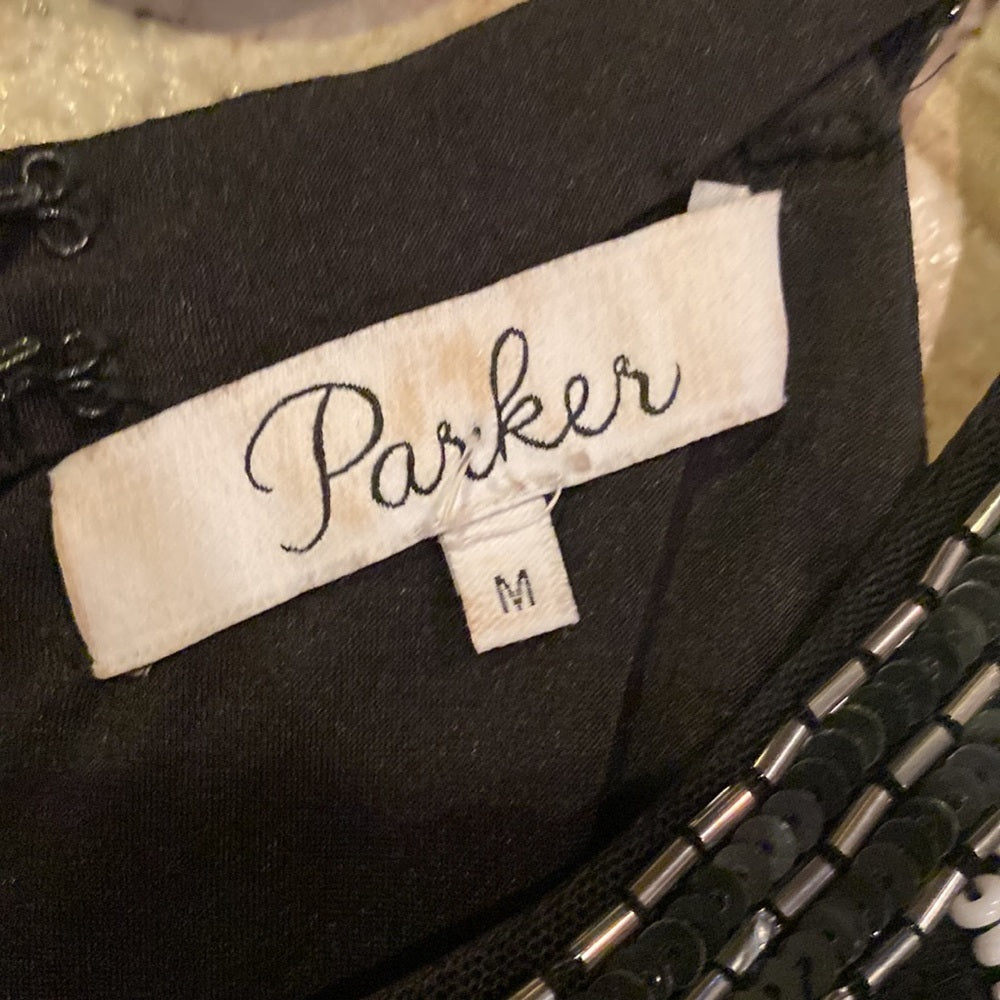 Parker women’s sequin beaded black and white dress medium