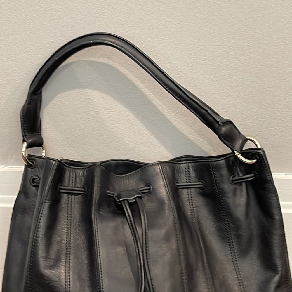 Karen Millen Black Leather Bucket Shoulder Bag