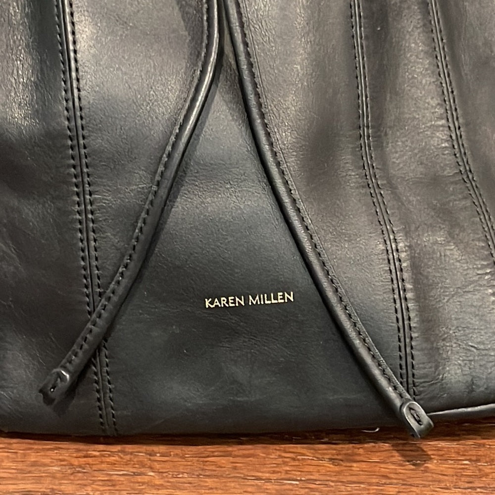 Karen Millen Black Leather Bucket Shoulder Bag