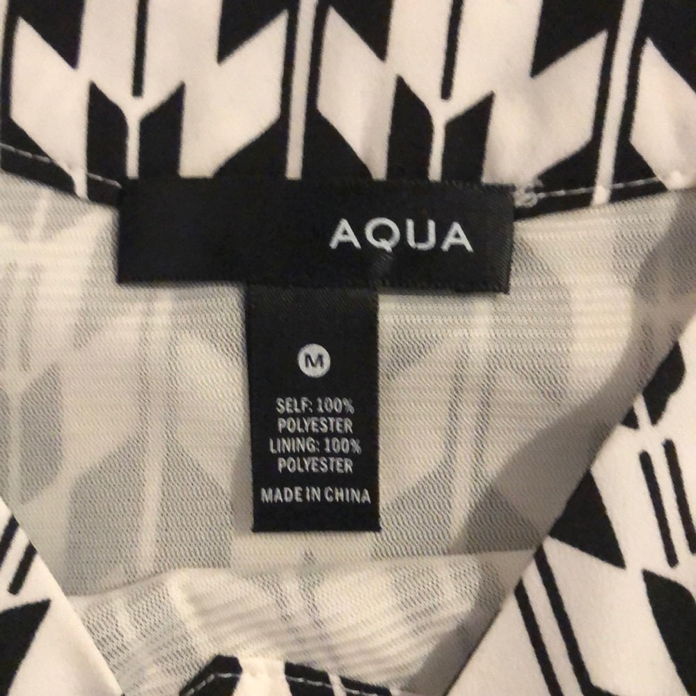 Aqua Black and White Dress Size Medium