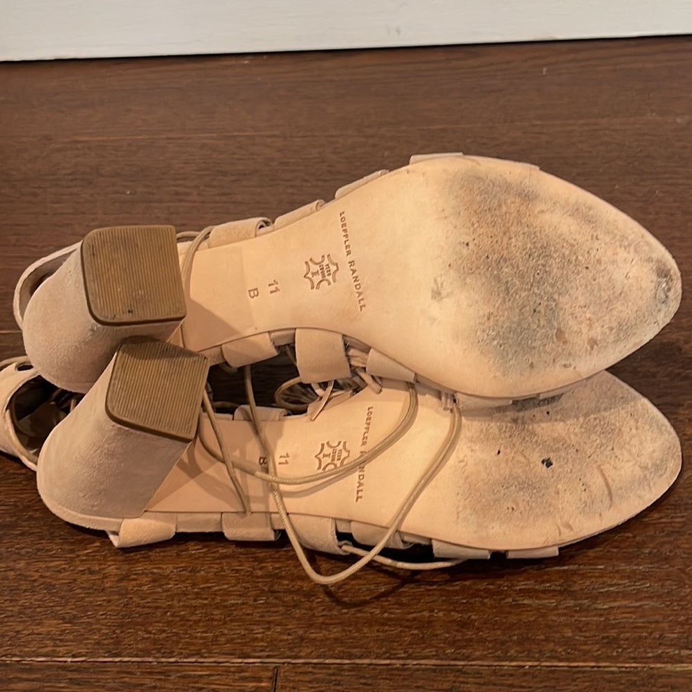 Loeffler Randall Luz Nude Suede Sandals Size 11