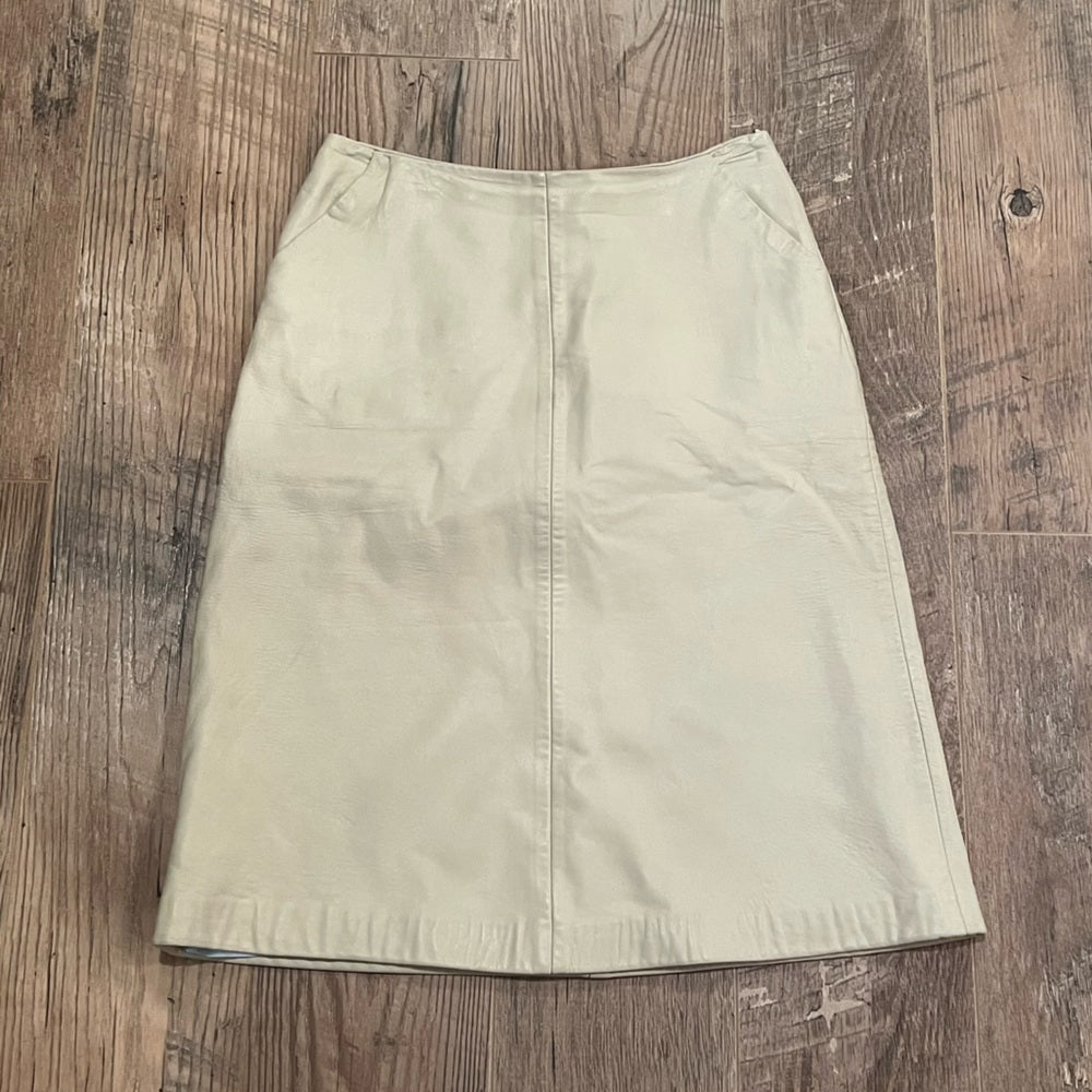 Andrew Marc Women’s Cream Leather Skirt Size 2