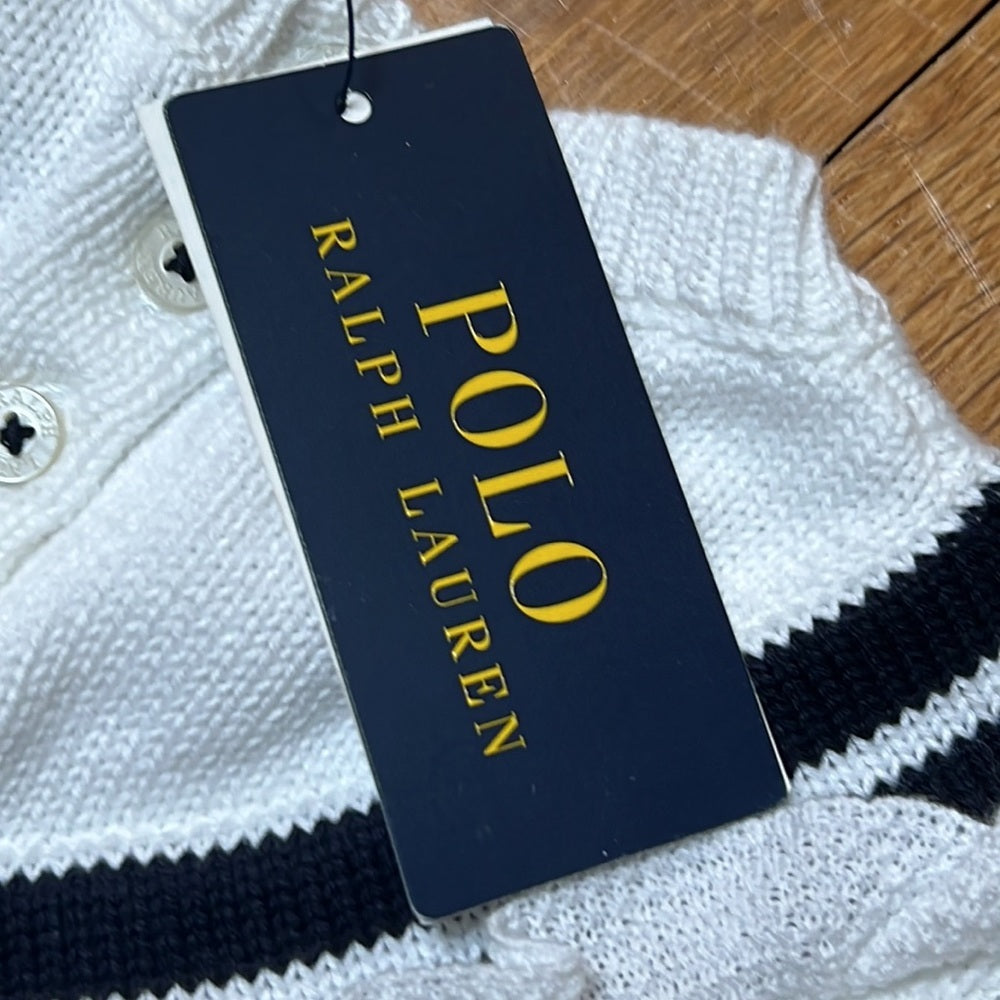 NWT Polo Ralph Lauren Kid’s White and Blue Knit Dress Size 6x