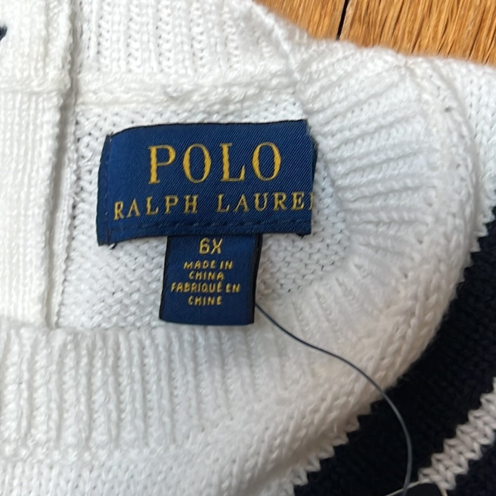 NWT Polo Ralph Lauren Kid’s White and Blue Knit Dress Size 6x