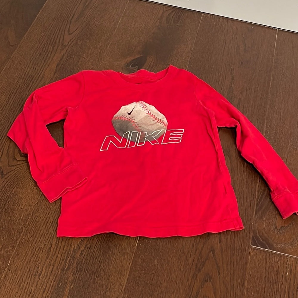 Nike Boys Red Long Sleeve T-Shirt Size 7