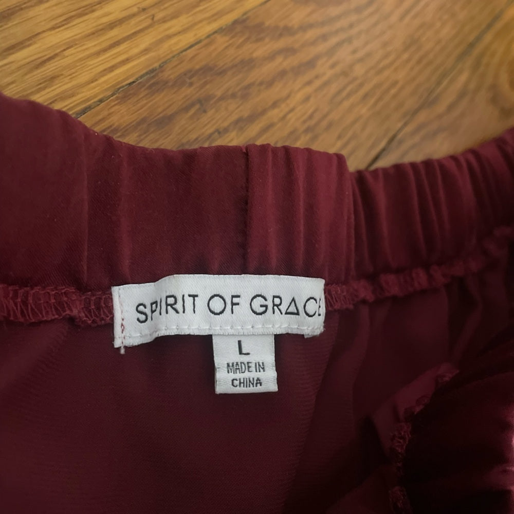 Spirit of Grace Maroon Off The Shoulder Dress Size Large