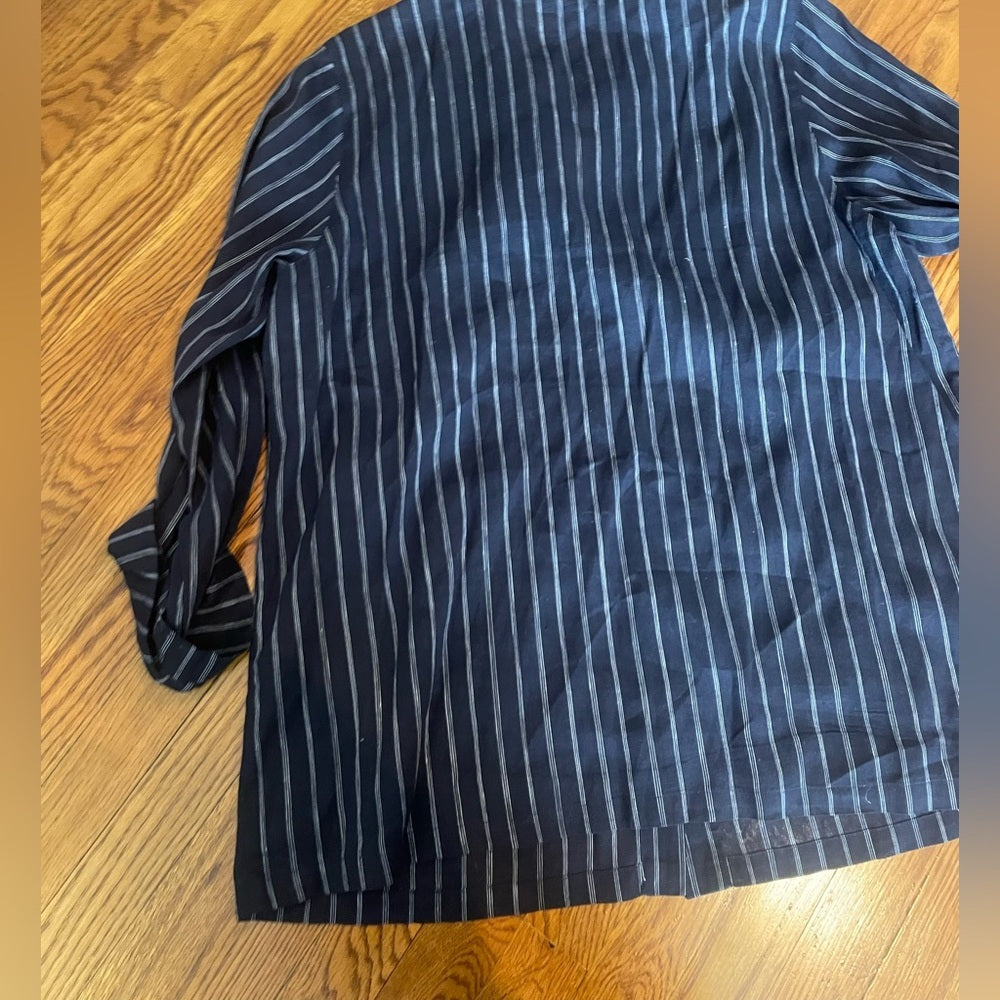 Marina Rinaldi Blue and White Striped Button Down Size 27