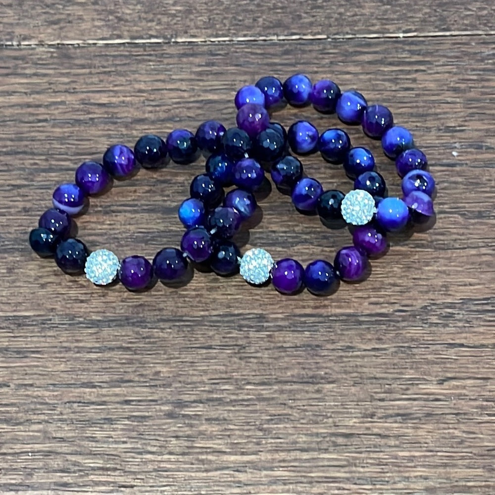 Women’s Costume Jewelry Dark Purple Bracelets and Crystal Detail