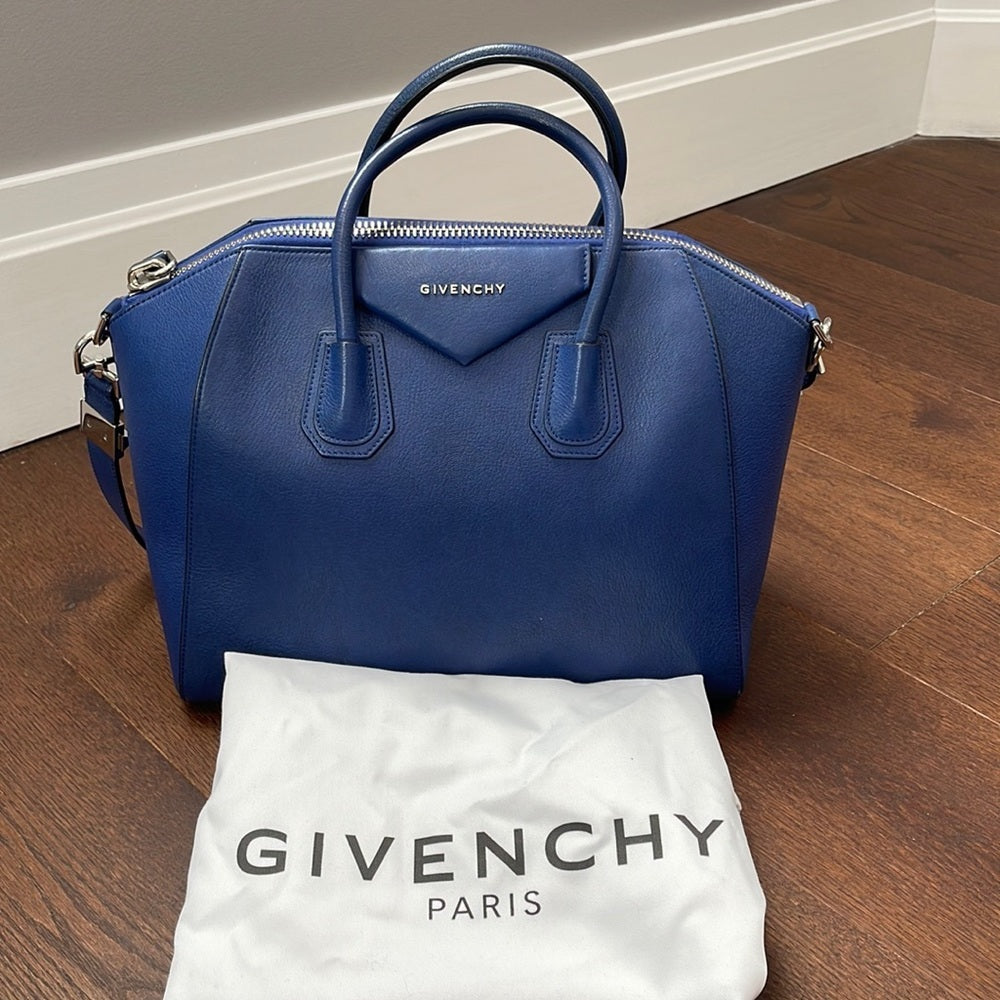 Givenchy Cobalt Blue Antigona Medium Grained Leather Bag Tote and Shoulder Bag