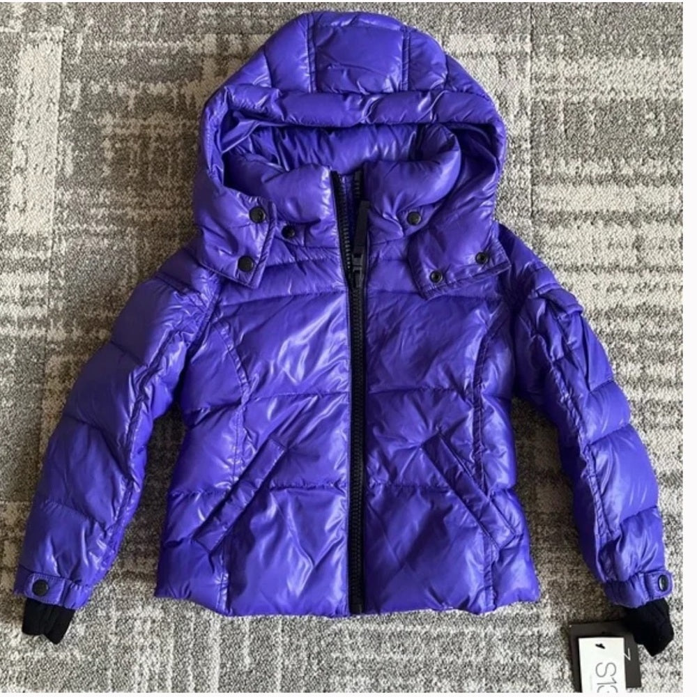 NWT S13 Girls Purple Hooded Puffer Jacket Size 2