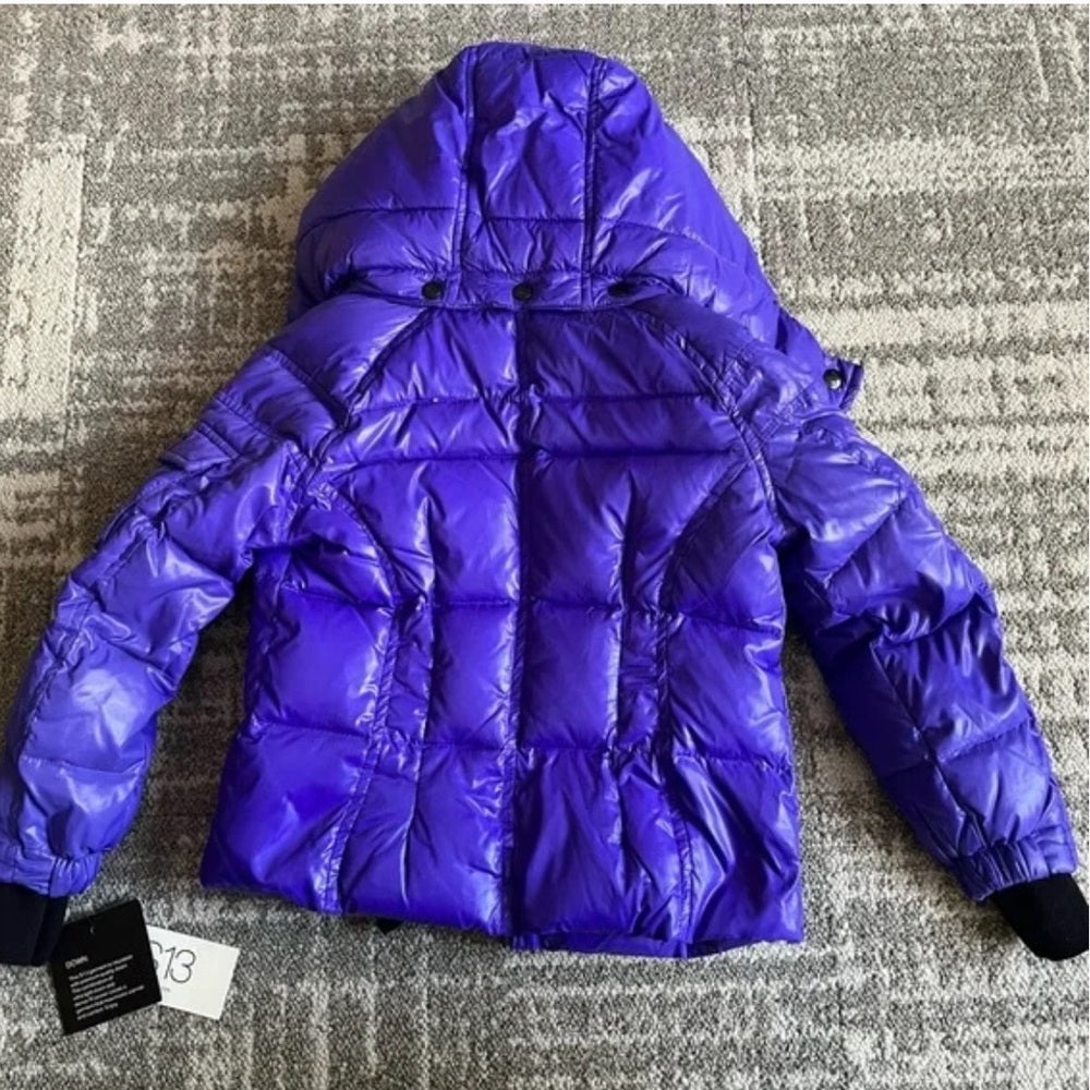 NWT S13 Girls Purple Hooded Puffer Jacket Size 2