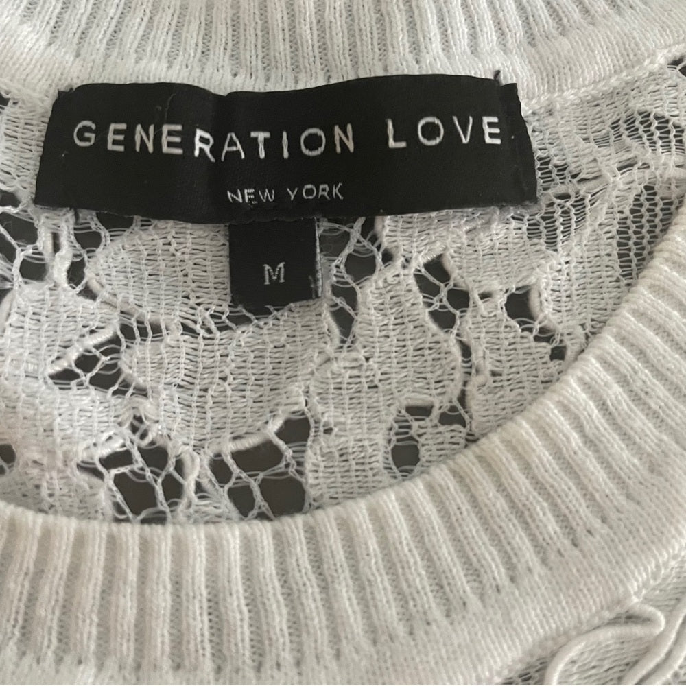 Generation Love White Lave Sleeveless Top Size Medium