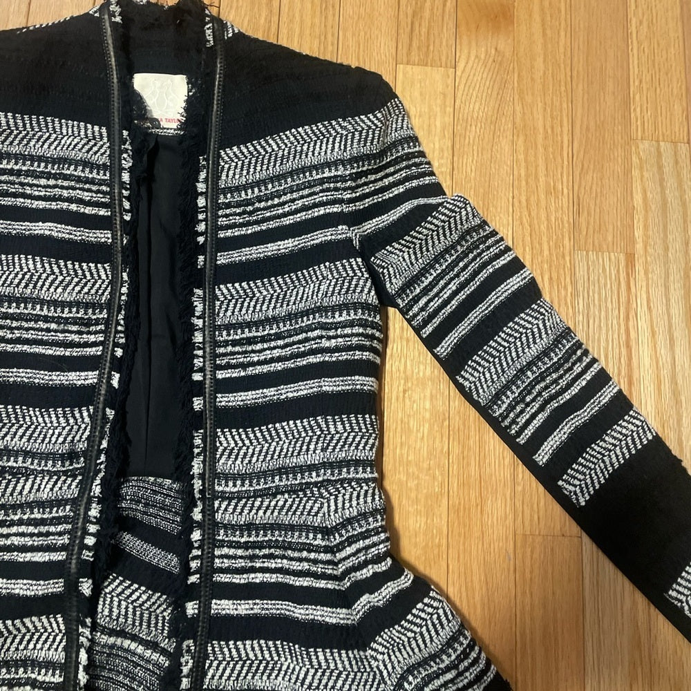 REBECCA Taylor Black and White Striped Jacket Size 0
