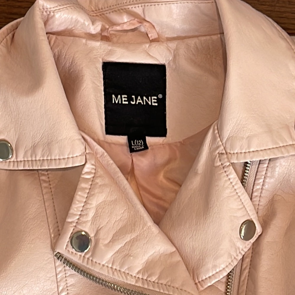 Me Jane Pink Faux Leather Girls Jacket Size Large 12
