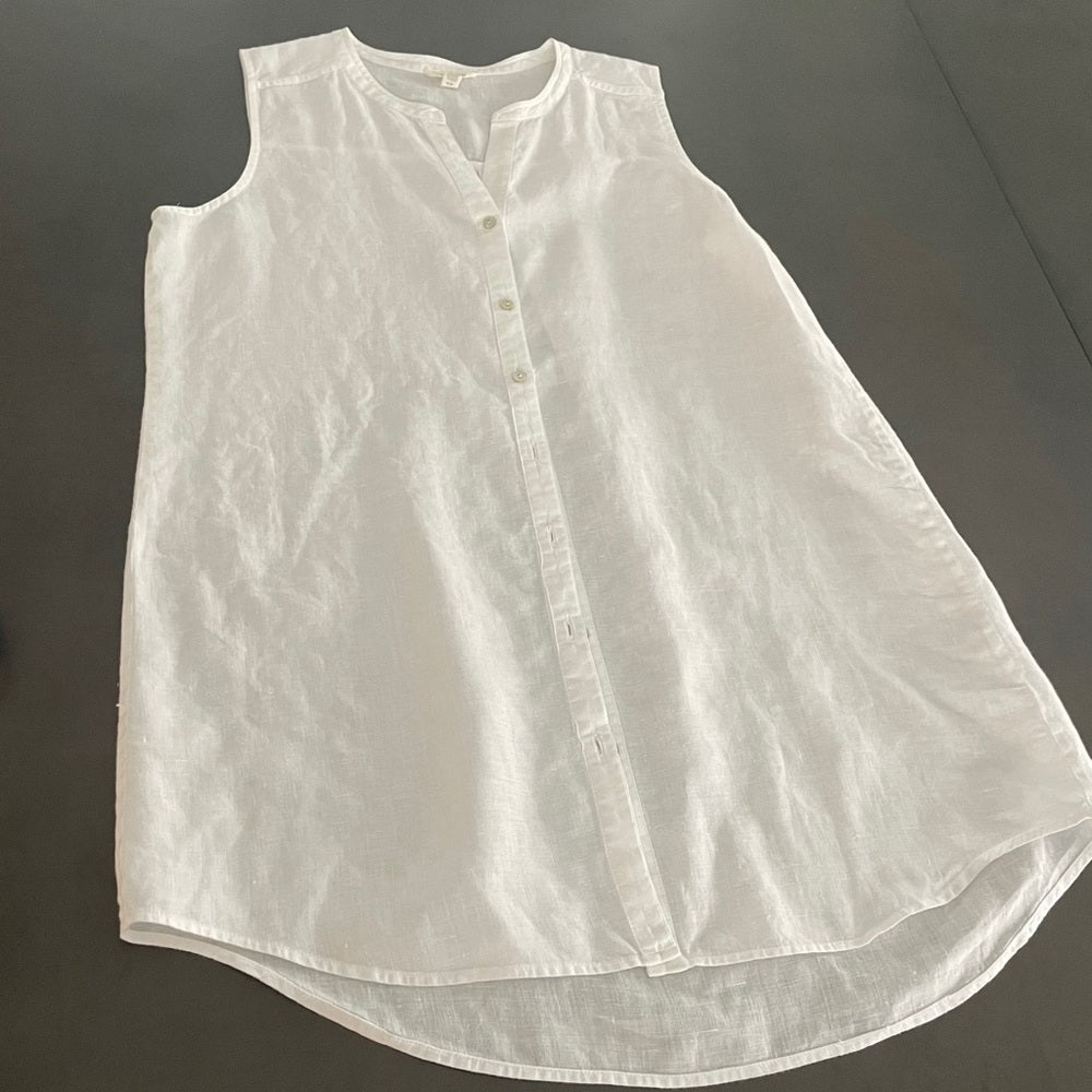 Eileen Fisher White Linen Sleeveless Top size Small Petite