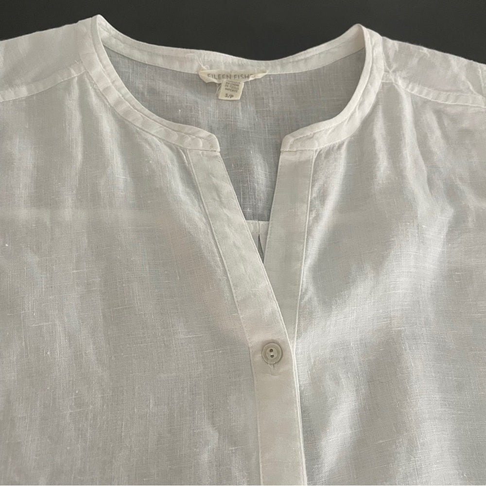Eileen Fisher White Linen Sleeveless Top size Small Petite